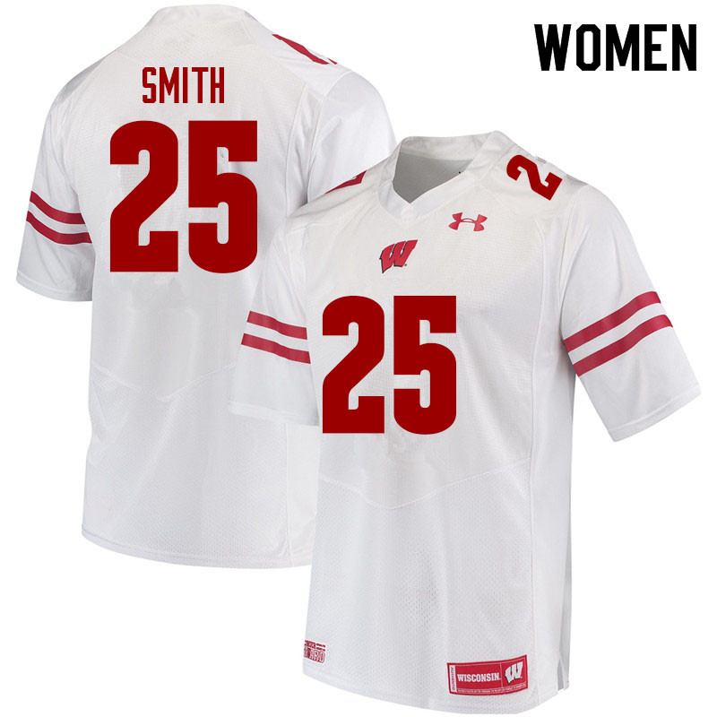 Women #25 Isaac Smith Wisconsin Badgers College Football Jerseys Sale-White - Click Image to Close